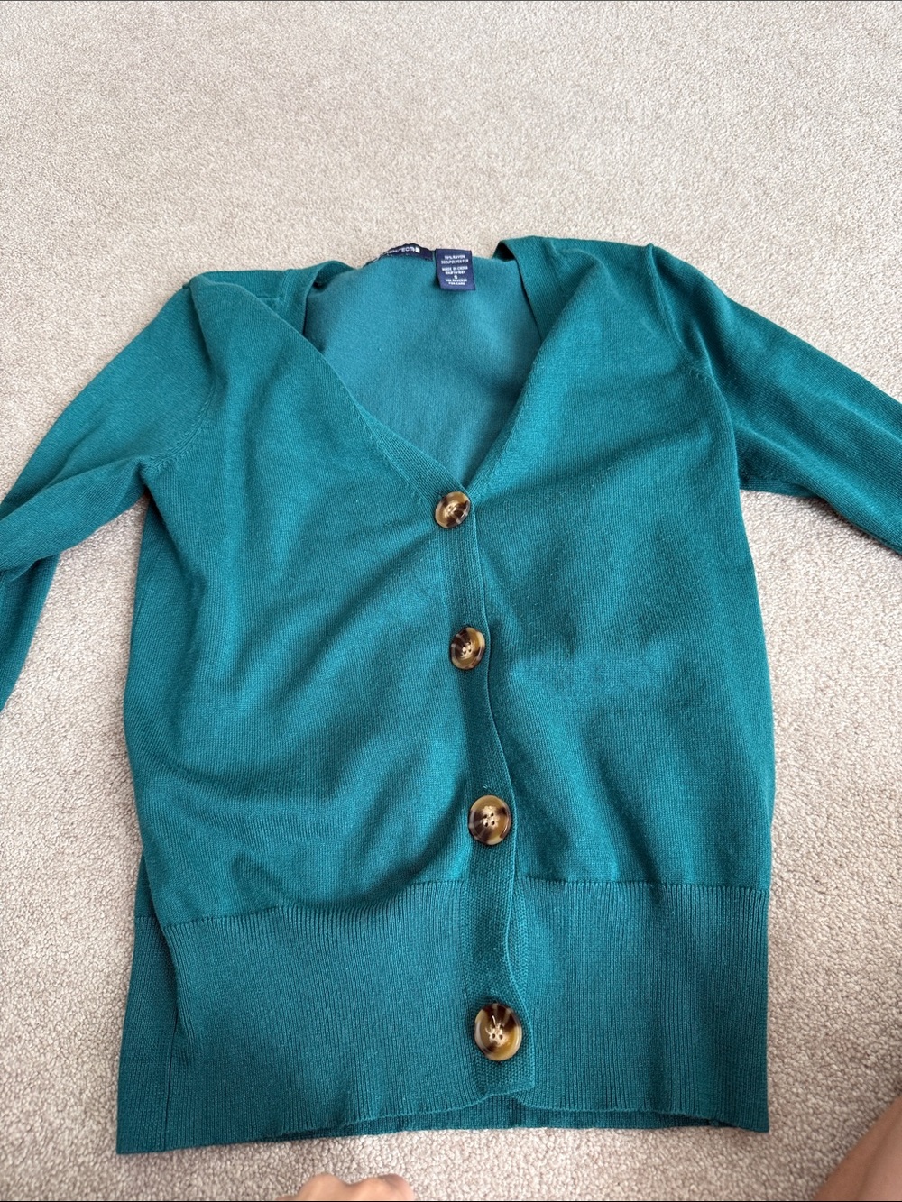 Architect Teal Button-Front V-Neck Cardigan